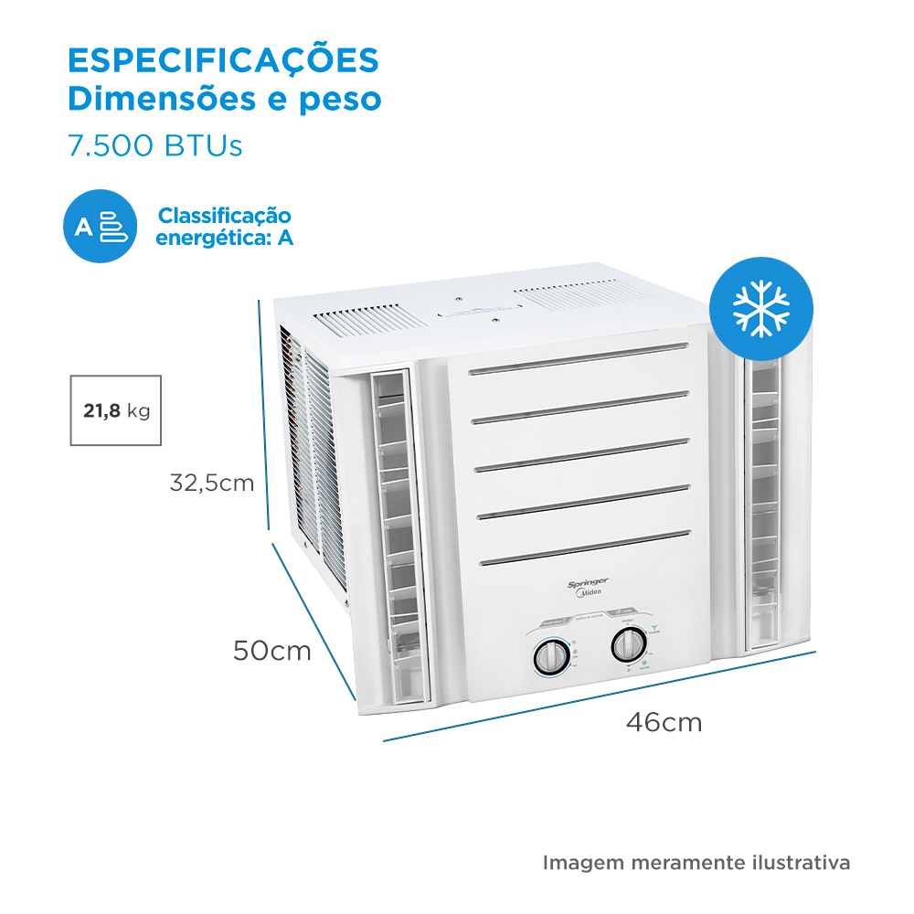 AR CONDICIONADO DE JANELA 7.500 BTUS MECANICO SPRINGER MIDEA FRIO QCK075BB - 220V 4
